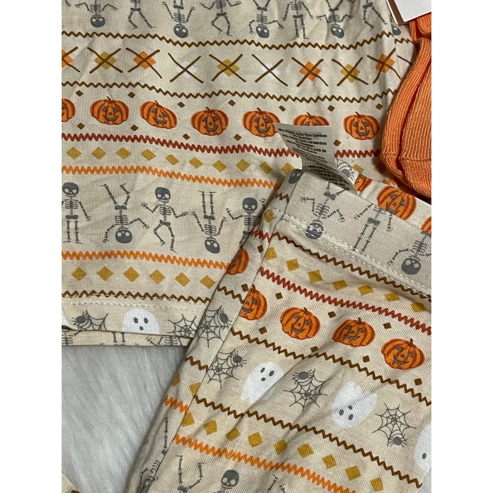 Baby Milkberry Halloween Bamboo Pajama Orange Beige Skeleton Pumpkin 12 Months
